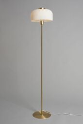 BHS Lighting Binita Ribbed Glass Floor Lamp in Metallic Gold