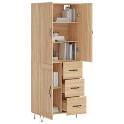 Berkfield Home Highboard Sonoma Oak 69.5x34x180 cm Engineered Wood in Brown - thumbnail 3