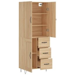 Berkfield Home Highboard Sonoma Oak 69.5x34x180 cm Engineered Wood in Brown - thumbnail 4