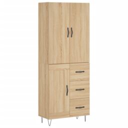 Berkfield Home Highboard Sonoma Oak 69.5x34x180 cm Engineered Wood in Brown - thumbnail 2