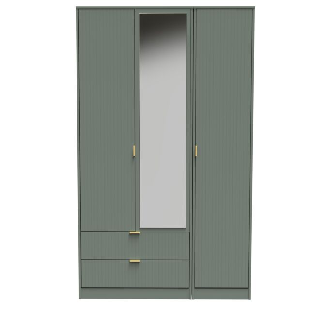 Ready Assembled 2 U Denver Triple Mirror Wardrobe with 2 Drawers (Ready Assembled) in Pale Green - image 1