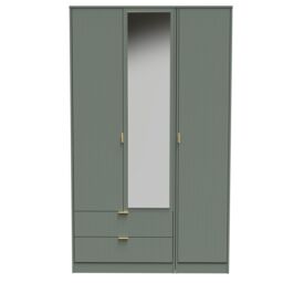Ready Assembled 2 U Denver Triple Mirror Wardrobe with 2 Drawers (Ready Assembled) in Pale Green - thumbnail 1