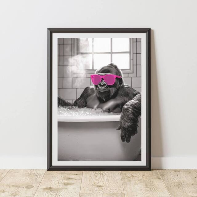 60 SECOND MAKEOVER Gorilla Pink Glasses Quirky Animal Print - Size: A4 - image 1