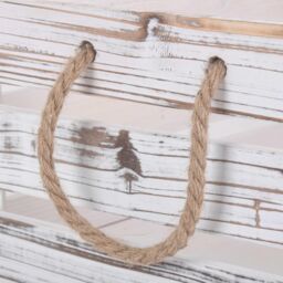 Red Hamper Distressed White Rope Handled Wooden Crate - Size: Small - thumbnail 5