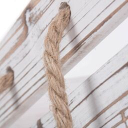 Red Hamper Distressed White Rope Handled Wooden Crate - Size: Small - thumbnail 4