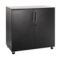 Moderna Wooden Storage Cabinet Lockable 2 Doors 1 Shelf Black 80cm