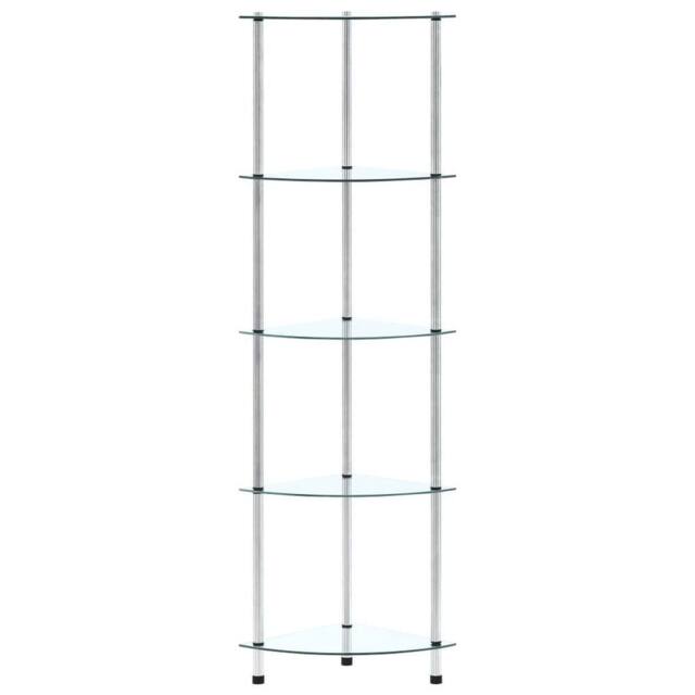 Berkfield Home Durable 5-Tier Shelf Transparent 30x30x130 cm Tempered Glass in Clear - Size: 30 x 30 x 130 cm - image 1