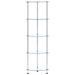 Berkfield Home Durable 5-Tier Shelf Transparent 30x30x130 cm Tempered Glass in Clear - Size: 30 x 30 x 130 cm