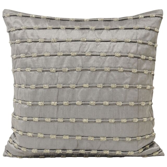 Paoletti Kismet Embroidered Woven Cushion in Grey - Size: 50 cm x 50 cm