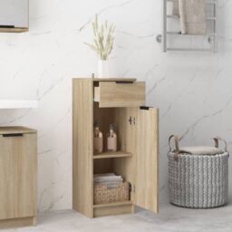 Berkfield Home Bathroom Cabinet Sonoma Oak 32x34x90 cm Engineered Wood in Brown - Size: 32 x 34 x 90 cm - thumbnail 3