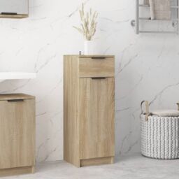 Berkfield Home Bathroom Cabinet Sonoma Oak 32x34x90 cm Engineered Wood in Brown - Size: 32 x 34 x 90 cm - thumbnail 1