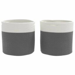 Berkfield Home Storage Baskets 2 pcs Grey & White √ò28x28 cm Cotton - Size: 28x28 cm - thumbnail 4