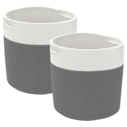 Berkfield Home Storage Baskets 2 pcs Grey & White √ò28x28 cm Cotton - Size: 28x28 cm - thumbnail 2
