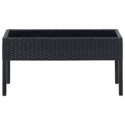 Berkfield Home Garden Table Black 75x40x37 cm Poly Rattan - Size: 75 x 40 x 37 cm - thumbnail 2