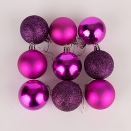 Shatchi 50mm/18Pcs Christmas Baubles Shatterproof Purple, Tree Decorations in Purple - thumbnail 3