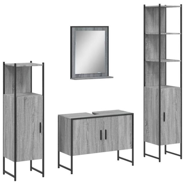 Berkfield Home 4 Piece Bathroom Cabinet Set Grey Sonoma Engineered Wood - image 1