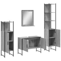 Berkfield Home 4 Piece Bathroom Cabinet Set Grey Sonoma Engineered Wood - thumbnail 5