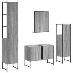 Berkfield Home 4 Piece Bathroom Cabinet Set Grey Sonoma Engineered Wood - thumbnail 8