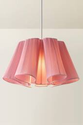 ValueLights Jemima Pleated Scalloped Easy Fit Lamp Shade with Bulb in Pale Pink - thumbnail 3