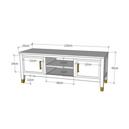 Cabinet Bits Palazzi 2 Door TV Unit H45 W120 D35cm in Navy - thumbnail 6