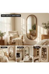 Living and Home Full Length Wall Mounted Mirror in Walnut - thumbnail 5