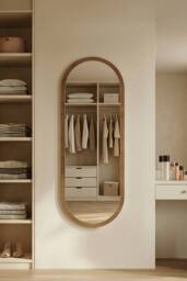 Living and Home Full Length Wall Mounted Mirror in Walnut - thumbnail 2