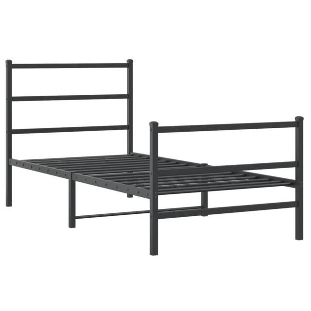 Berkfield Home Metal Bed Frame without Mattress with Footboard¬†Black 90x190cm in Black - Size: 90x190 cm - image 1