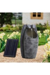 Living and Home Solar-Powered Outdoor Rockery Decor Water Fountain in Natural - thumbnail 2