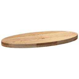 Berkfield Home Table Top 80x40x4 cm Solid Wood Oak Oval in Brown - Size: 80 x 40 x 4 cm - thumbnail 4