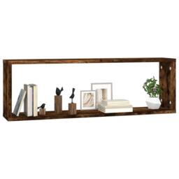 Berkfield Home Wall Cube Shelves 2 pcs Smoked Oak 80x15x26.5 cm Engineered Wood in Brown - thumbnail 1