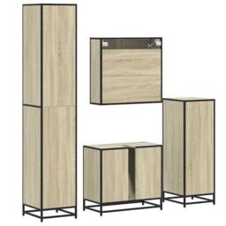 Berkfield Home Durable 4¬†Piece Bathroom Furniture Set¬†Sonoma Oak Engineered Wood in Light Brown - thumbnail 8