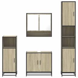 Berkfield Home Durable 4¬†Piece Bathroom Furniture Set¬†Sonoma Oak Engineered Wood in Light Brown - thumbnail 5