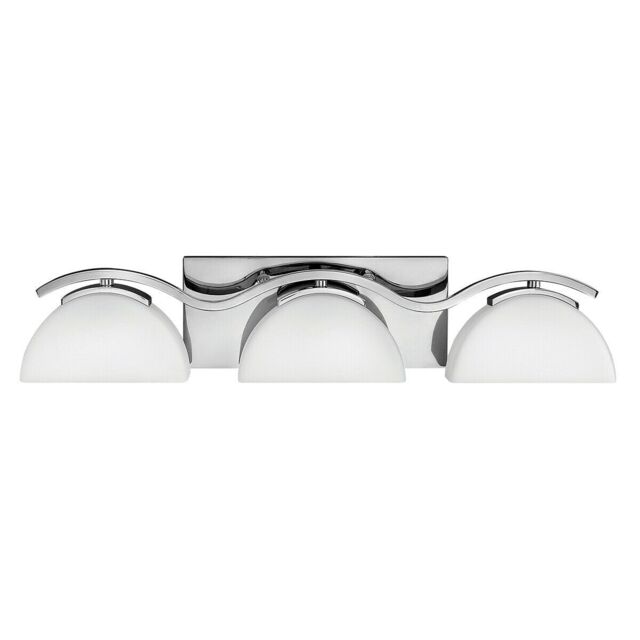 Loops IP44 3 Bulb Wall Light Etched Opal Glass Rounded Downlight Chrome LED G9 3.5W in Clear