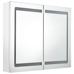Berkfield Home LED Bathroom Mirror Cabinet Shining White 80x12x68 cm - Size: 80 x 12 x 68 cm - thumbnail 3