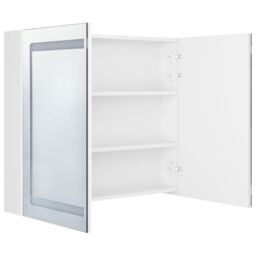 Berkfield Home LED Bathroom Mirror Cabinet Shining White 80x12x68 cm - Size: 80 x 12 x 68 cm - thumbnail 5