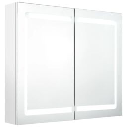 Berkfield Home LED Bathroom Mirror Cabinet Shining White 80x12x68 cm - Size: 80 x 12 x 68 cm - thumbnail 2