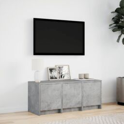 Berkfield Home TV Cabinet with LED Concrete Grey 97x34x40 cm Engineered Wood - Size: 97 x 34 x 40 cm - thumbnail 4
