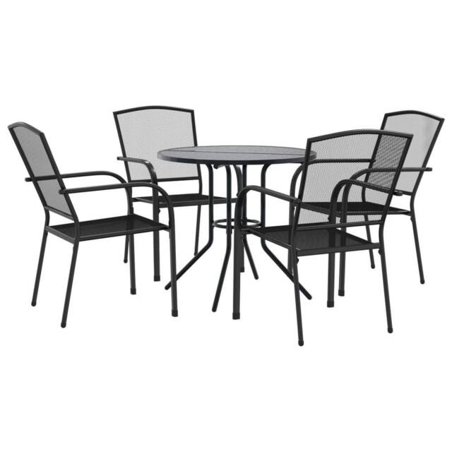 Berkfield Home Stackable Garden Chair Set 5 pcs Anthracite Powder-coated Steel in Black - image 1