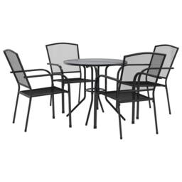 Berkfield Home Stackable Garden Chair Set 5 pcs Anthracite Powder-coated Steel in Black - thumbnail 1