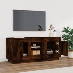 Berkfield Home TV Cabinet Smoked Oak 102x35x45 cm Engineered Wood in Brown - Size: 102 x 35 x 45 cm - thumbnail 1