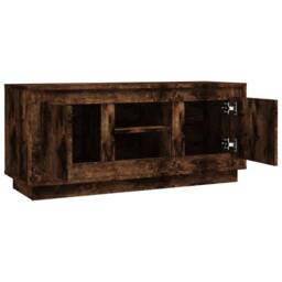 Berkfield Home TV Cabinet Smoked Oak 102x35x45 cm Engineered Wood in Brown - Size: 102 x 35 x 45 cm - thumbnail 7