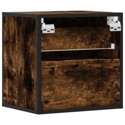 Berkfield Home Wall-mounted Bedside Cabinets 2 pcs Smoked Oak 40x31x39.5 cm in Brown - thumbnail 8