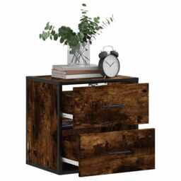 Berkfield Home Wall-mounted Bedside Cabinets 2 pcs Smoked Oak 40x31x39.5 cm in Brown - thumbnail 4
