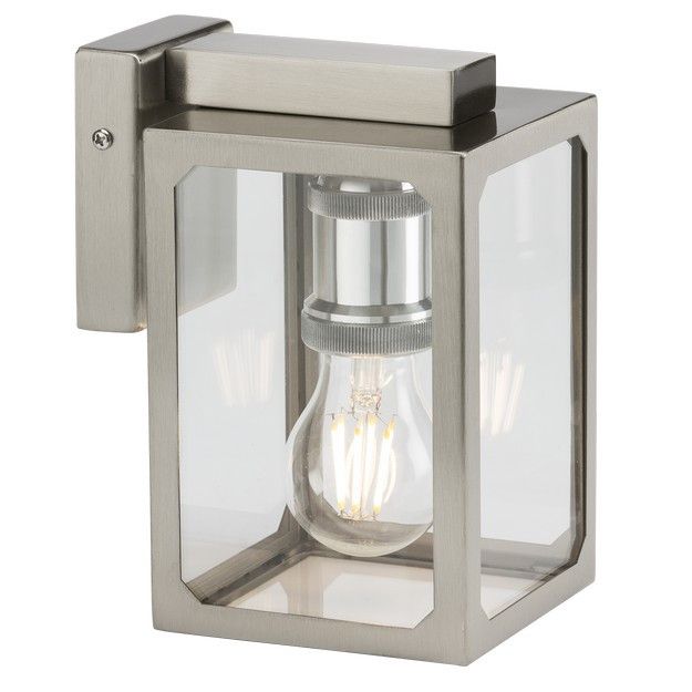 Netlighting E27 Wall Lantern Brushed Chrome 230V IP23 in Grey