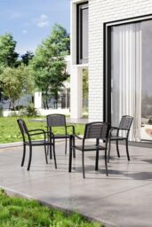 Garden Sanctuary Grey Outdoor Garden Dining Armchairs Set of 4 - thumbnail 2