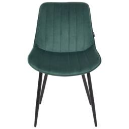 Wyld and Coco Emerald Velvet Armless Dining Chairs Set of 2 - Black Steel Legs in Green - thumbnail 5