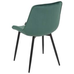 Wyld and Coco Emerald Velvet Armless Dining Chairs Set of 2 - Black Steel Legs in Green - thumbnail 6