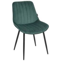 Wyld and Coco Emerald Velvet Armless Dining Chairs Set of 2 - Black Steel Legs in Green - thumbnail 3