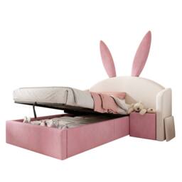 Merax 3ft Bunny Ears Kids Ottoman Bed with Nightstand for Childs 90 x 190 cm - Size: Single - thumbnail 7