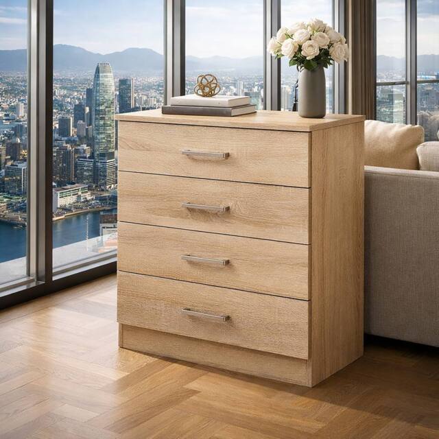 Harmin Sonoma Oak 4 Drawer Chest Bedroom Unit with Premium Handles in Brown - image 1